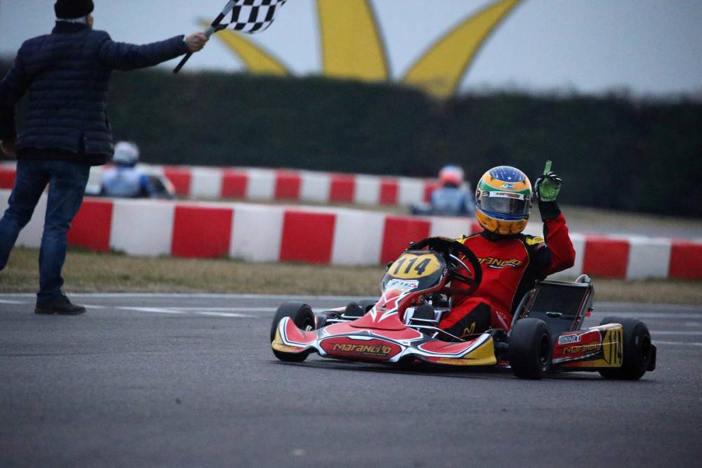 Nicolas Gonzales (Maranello) vincitore della prima prova del Trofeo di Primavera in KZ2.